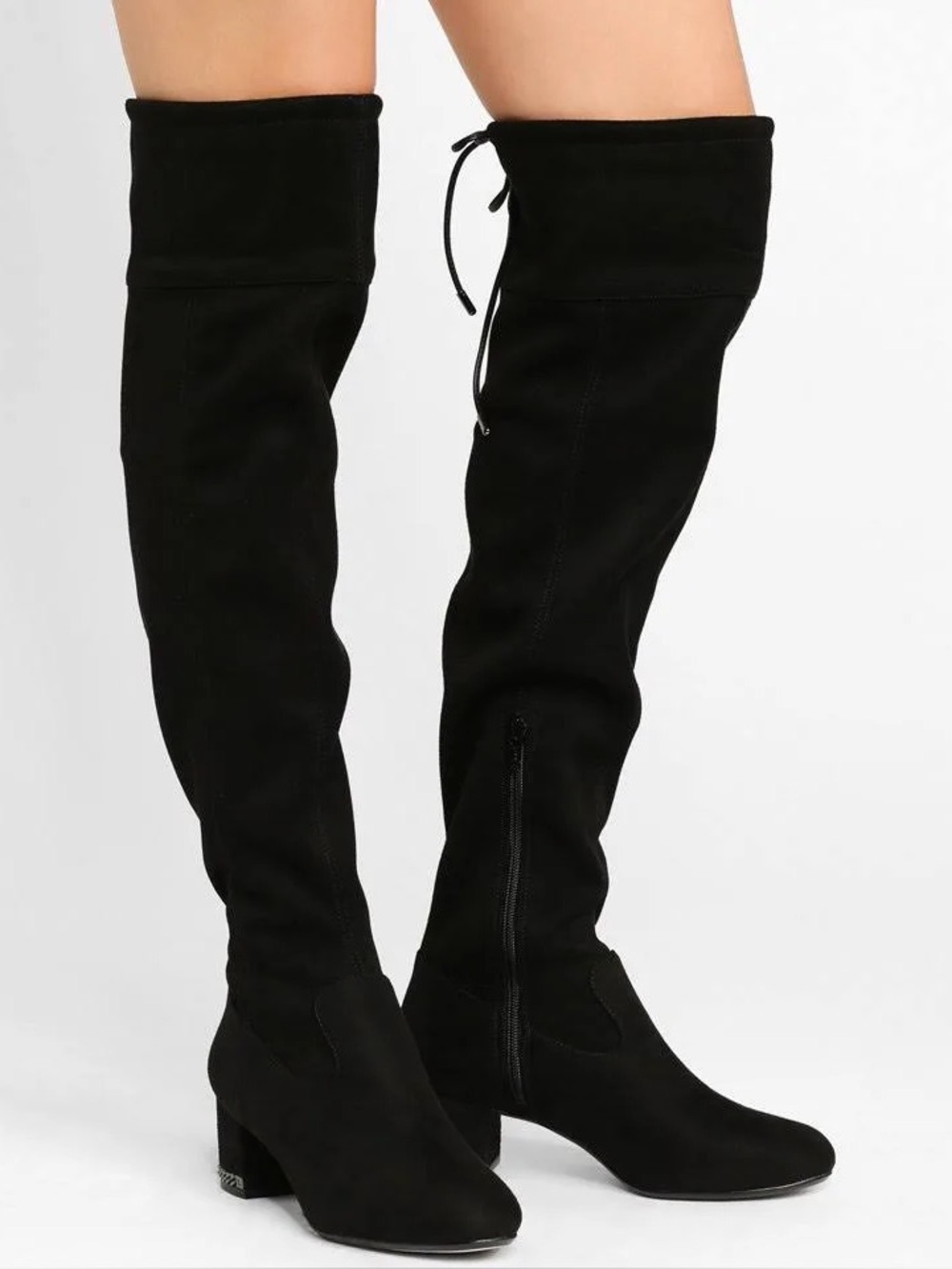 Michael Kors Jamie Over-the-Knee Boots Black 8.5 Chain Heel